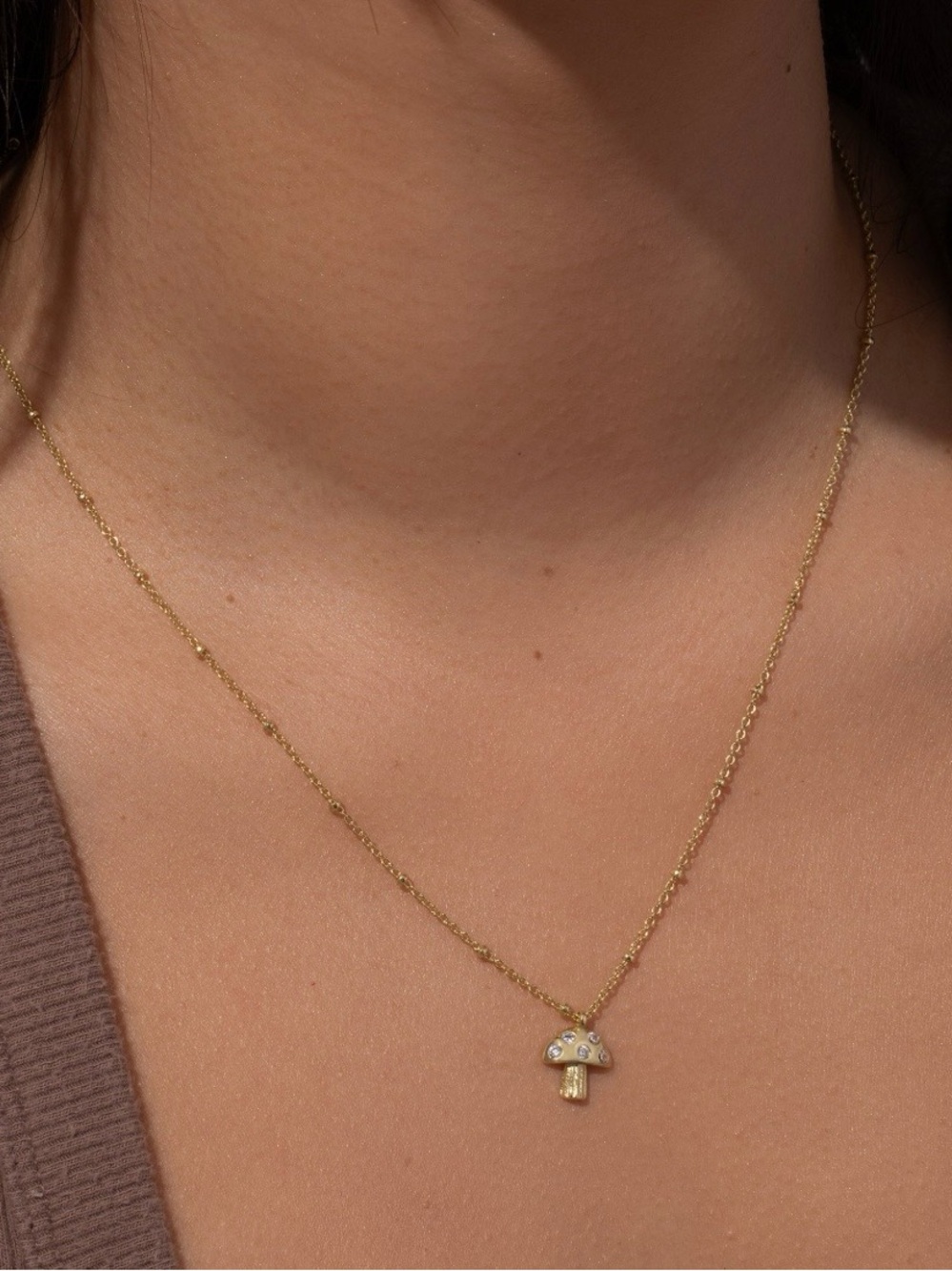 NEW Uncommon James Gold Mushroom Pendant Necklace